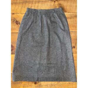 Womens Barclay Square VIntage Gray 100% Wool Midi Skirt Elastic Waist‎ Size 12